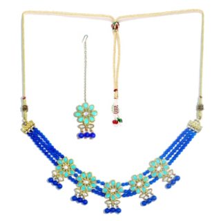 KARATCART Gold-Plated Blue Handcrafted Jewellery Set at Rs.832